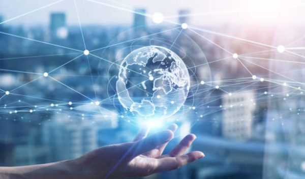 Global communication network concept. Digital transformation.