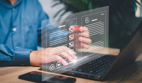 Car automobile insurance and warranty,car services concept, smart document and digital contract details,Insurance officers use laptop Check the details of insurance and maintain benefits for customers